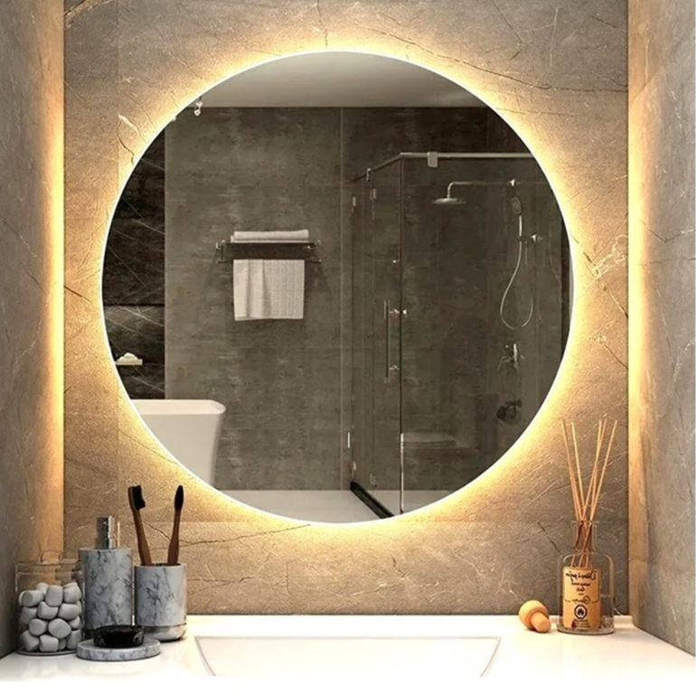 Espelho de LED SEM FIO Redondo Grande Decorativo Banheiro Decoração Lavabo Parede