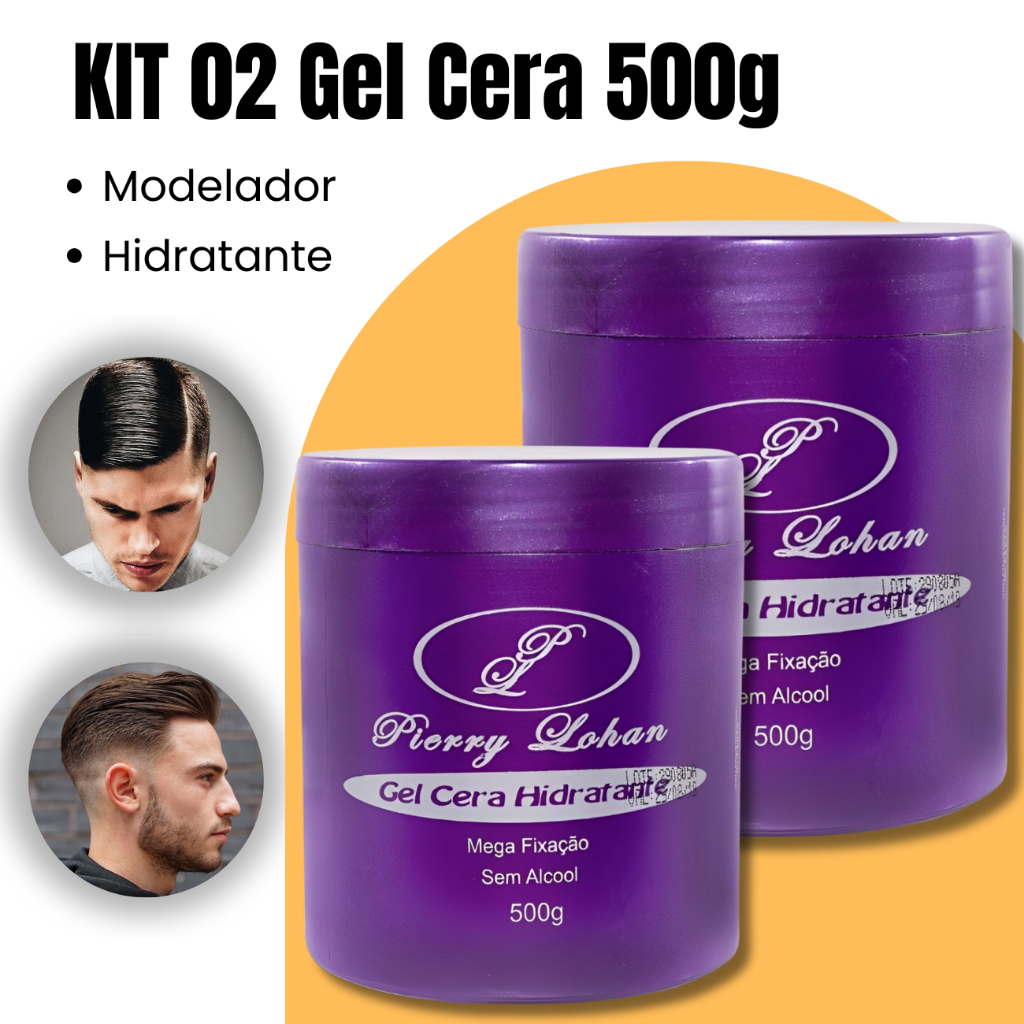 KIT 02 Gel Cera Pierry Lohan 500g Original Cola Modelador Cachos Baby Hair Trança Grande Pentear em Oferta na Shopee