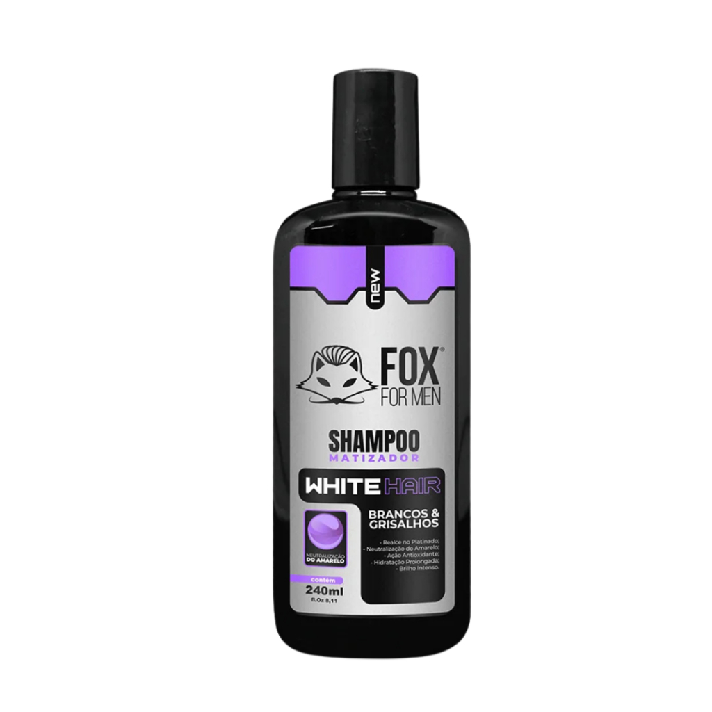 Shampoo Cabelos Brancos 240ml Fox For Men Anti-Amarelamento Matizador