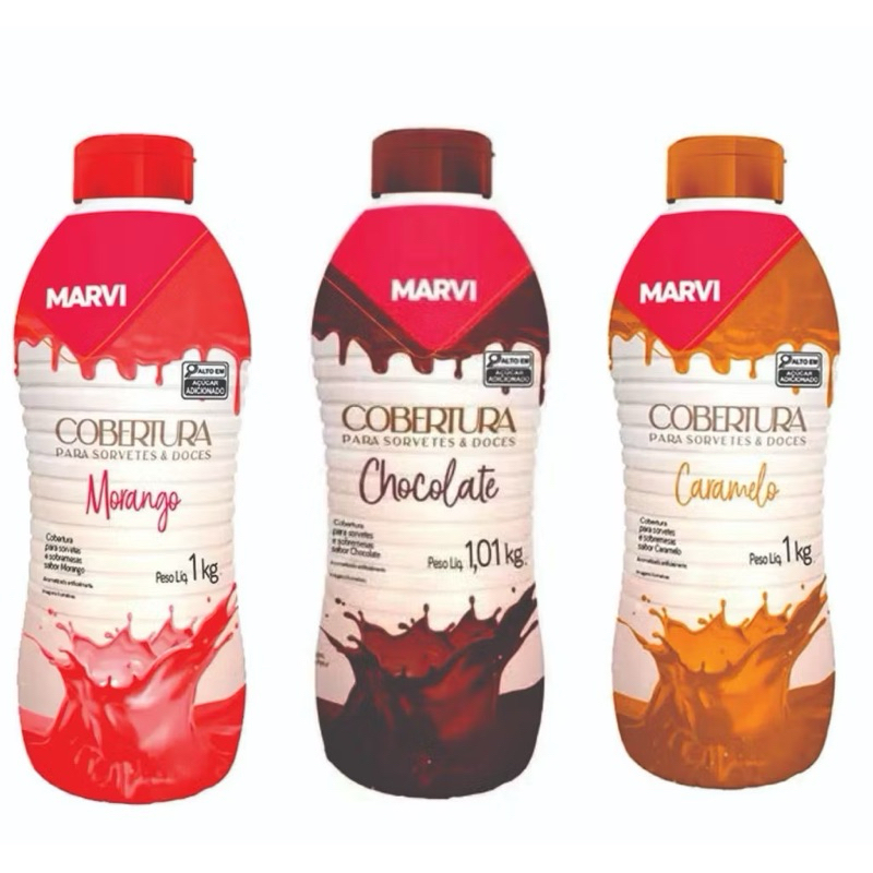 Cobertura Para Sorvetes e Doces Marvi 1kg Bolos Tortas e Bebidas