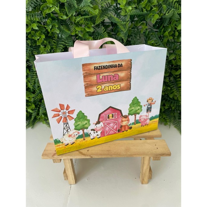 Sacolinha Surpresa Personalizada Fazendinha Rosa Menina | Lembrancinhas | Festa Aniversário | Lancheirinha