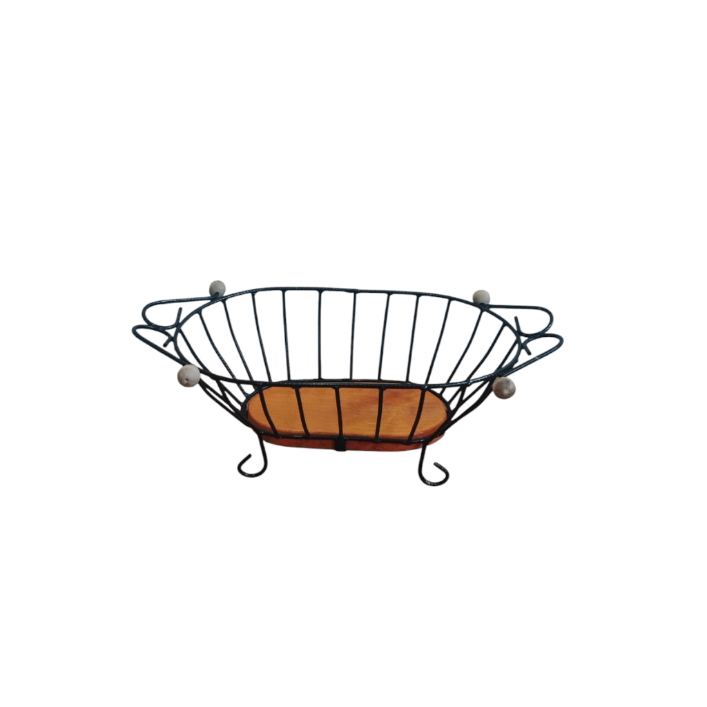 Fruteira Oval Rustica Ferro E Madeira Super Oferta especial