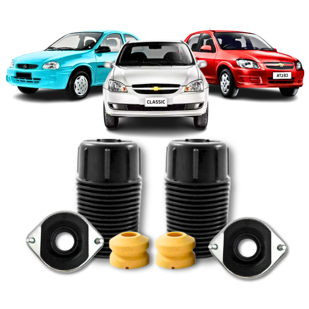Kit Coxim Batente Coifa Amortecedor Dianteiro Celta Corsa Prisma Classic Pick-Up Wagon GM Chevrolet