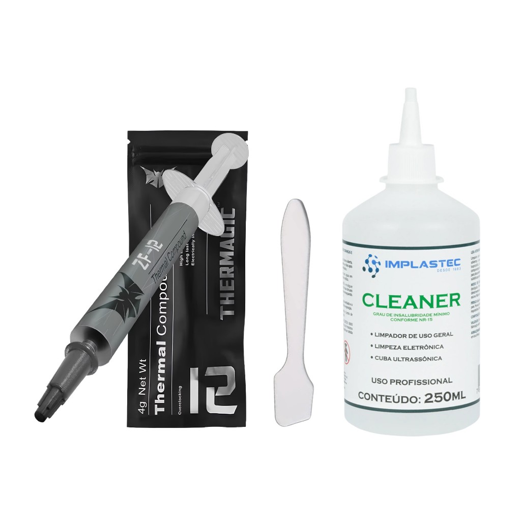 Pasta Térmica 4g Thermagic ZF12 12w/m-k + Raspador + Cleaner 250ml - Resfriamento e Manutenção PC, XBOX, Playstation 3 4