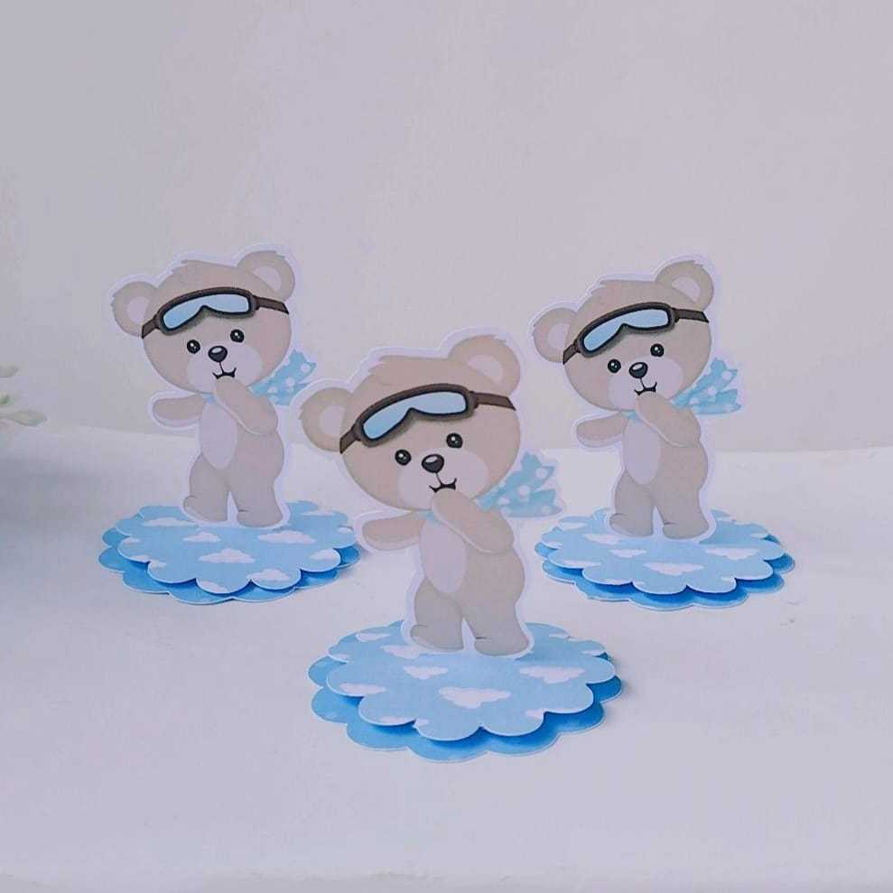 Kit Aplique 3D, 10, 20, 30 ou 40 und. Tag URSINHO BALOEIRO Personalizada | Lembrancinhas | Festa infantil | Aniversário