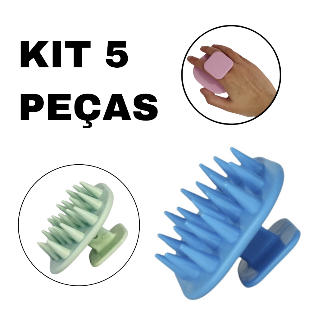 Kit 5 Escova Massageadora Para Lavar os Cabelos de Silicone em Oferta na Shopee