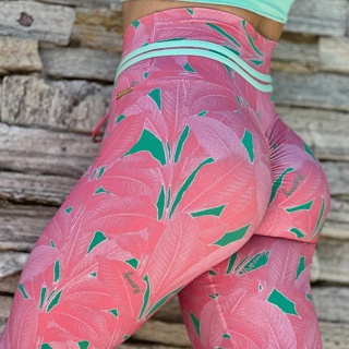 LEGGING EMPINA BUMBUM FOLHAGEM COMPOSÊ ROSA EXCLUSIVA em Oferta na Shopee