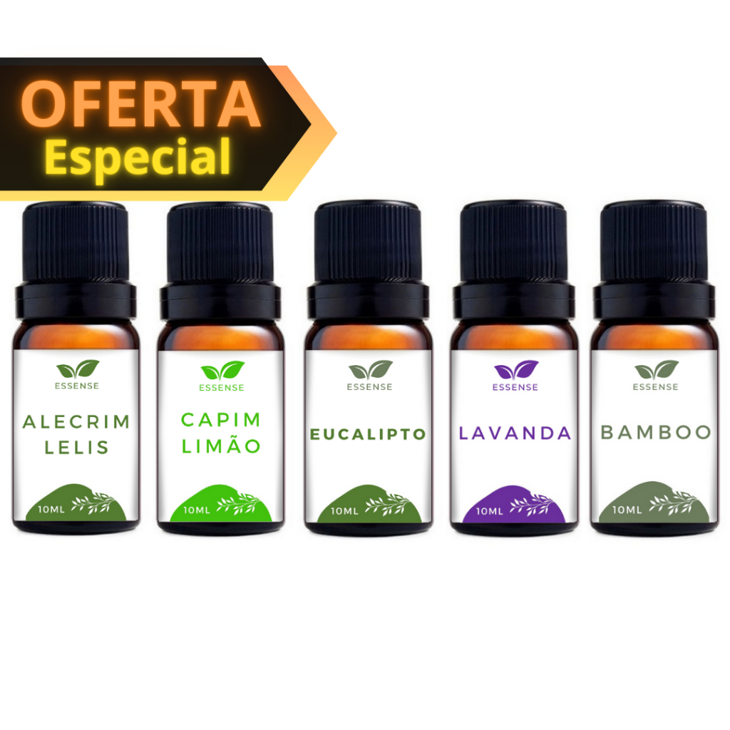 5 Essências Alecrim Lelis Capim Limão Eucalipto Lavanda Bamboo Aromatizador Difusor Óleo Essencial