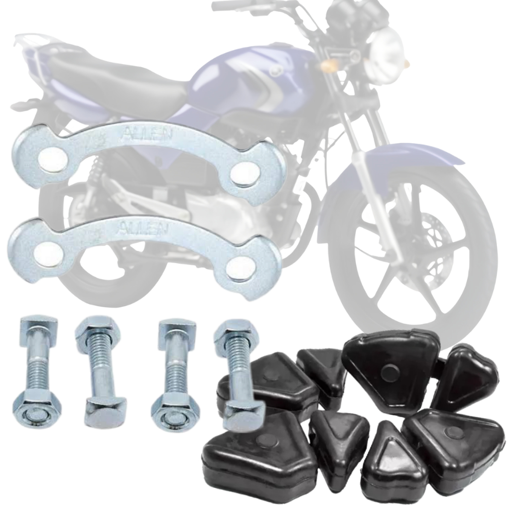 Kit Bucha Coxim Borracha Coroa + Kit Prisioneiro Com Porca e Trava Yamaha Ybr 125 Factor 125
