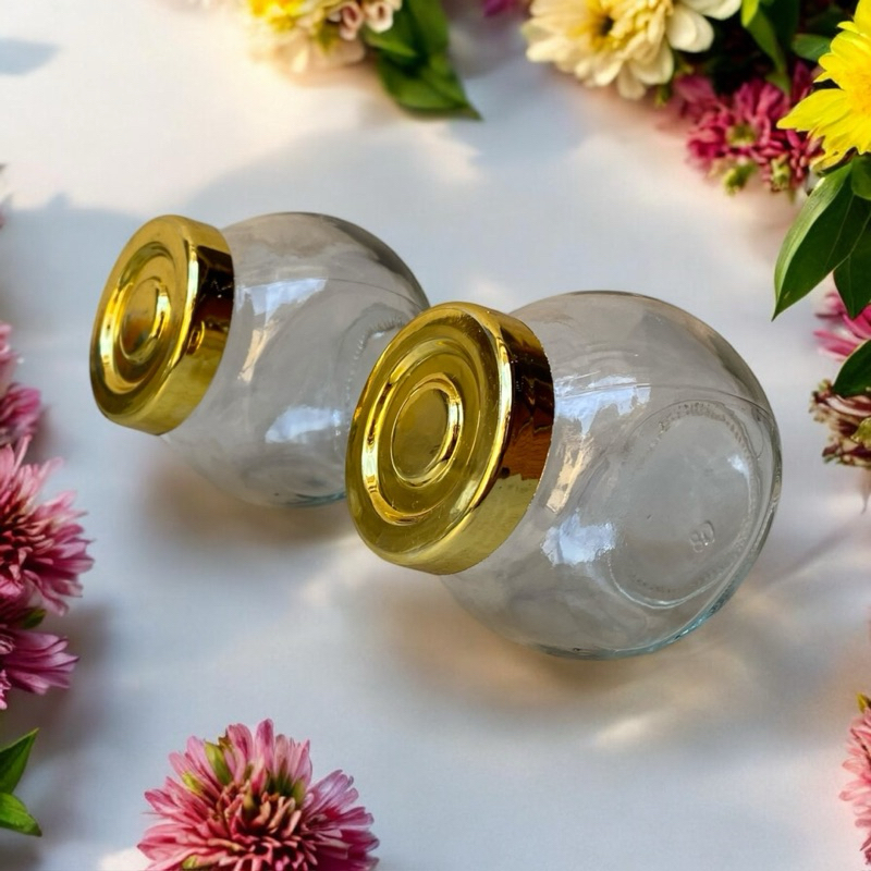 Kit Porta Temperos/Mantimentos Luxo em Vidro e tampa DOURADA GOLD - 200 ml em Oferta na Shopee