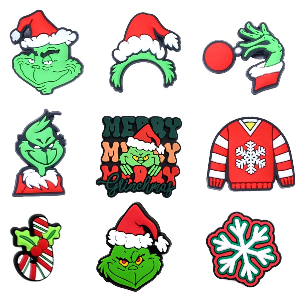 PIN BOTON BROCHE ENFEITE PARA CROC CALÇADO GRINCH NATAL KIT COM 6 PINS SORTIDOS