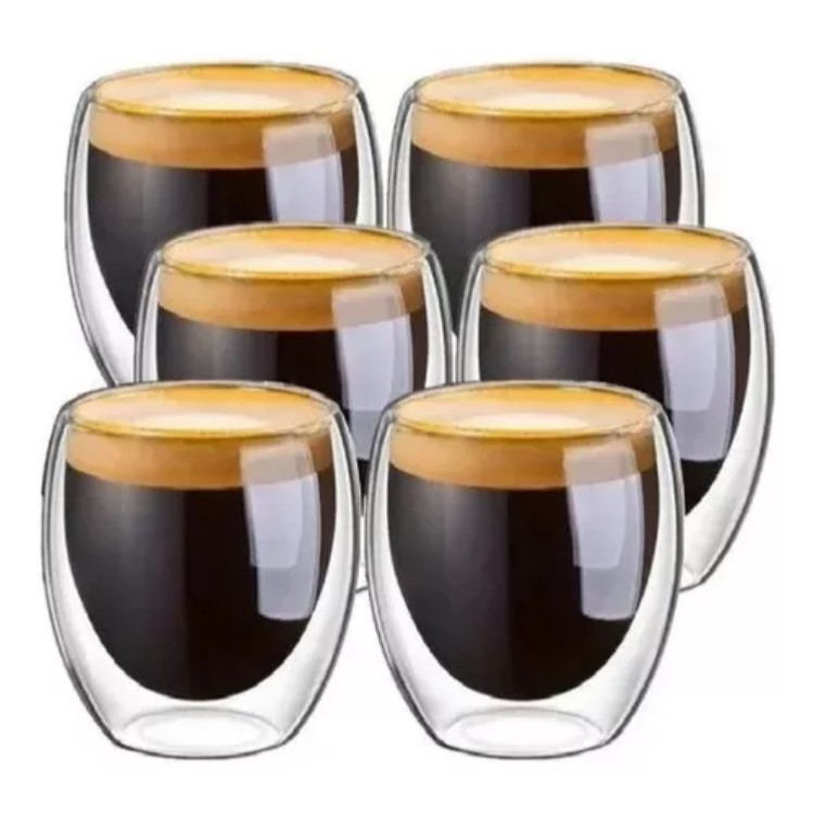 Copos De Vidro Borasilicato Duplo 100ml Nespresso 06 Unidades Cor Transparente em Oferta na Shopee