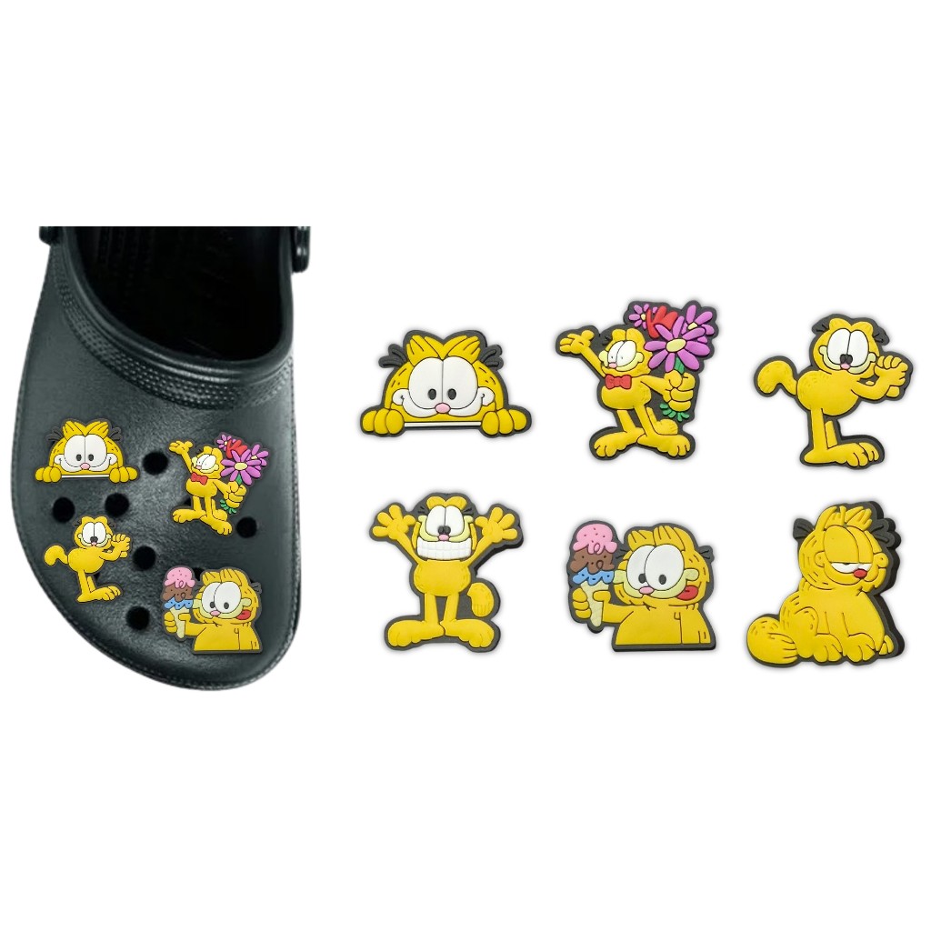 Pins Botons Broche Enfeite Para Croc Calçado Garfield Kit com 6 Pins Sortidos