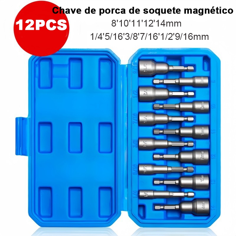 Kit De 12pçs Pontas Bits Soquetes Tipo Cachimbo Magnéticos 8-1/4mm Em Aço P/ Parafusadeira Ferramenta Profissional em Oferta na Shopee
