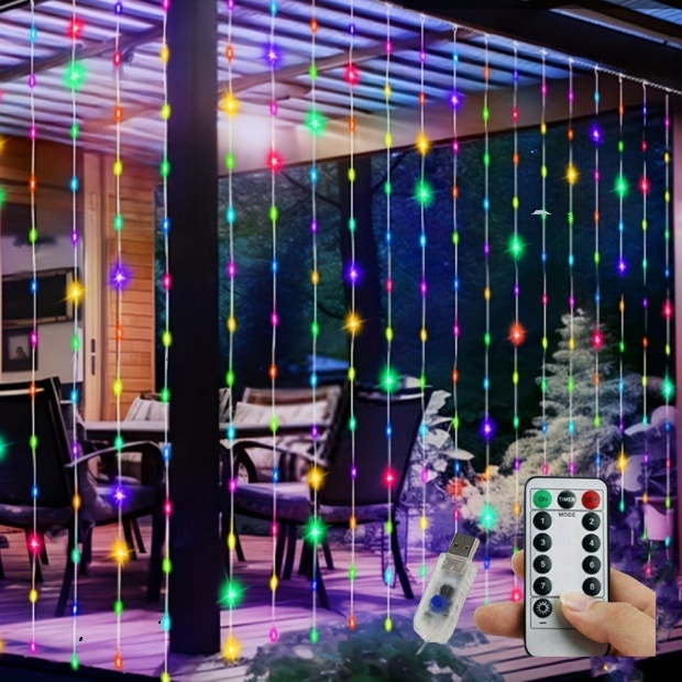 Janela Cortina led pisca pisca 4x3/3x3 metros Luzes Cordas Controle Remoto USB Alimentado À Prova D'água em Oferta na Shopee