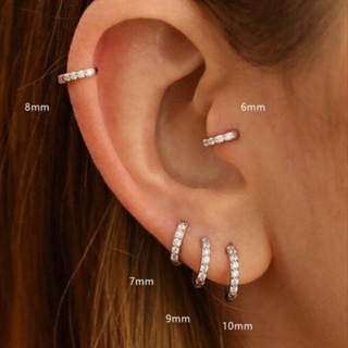 Piercing Argola Helix Clicker Zircônias aço cirúrgico 6,7,8,9 e 10mm - 1 unidade em Oferta na Shopee
