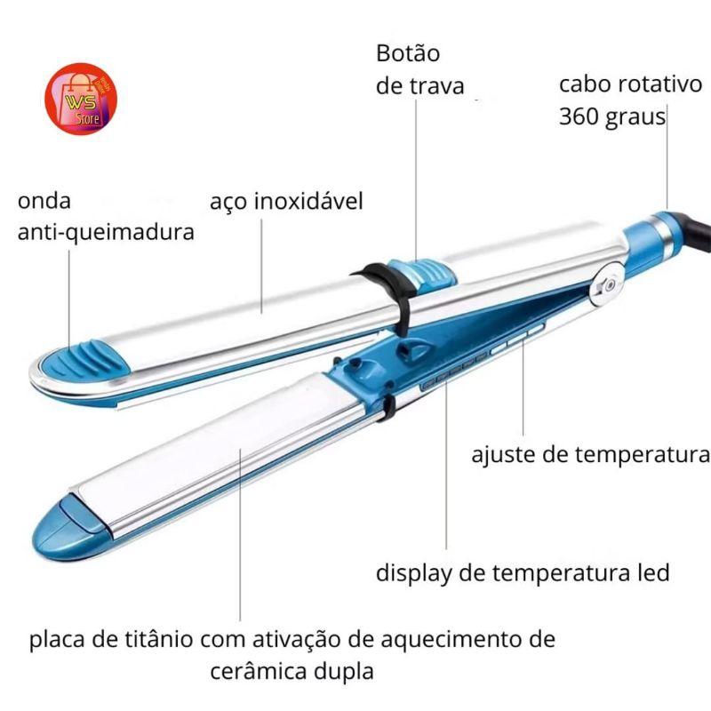 Chapinha Cabelo Alisadora Liso Profissional inoxidável Nano Titanium Progressiva Bivolt