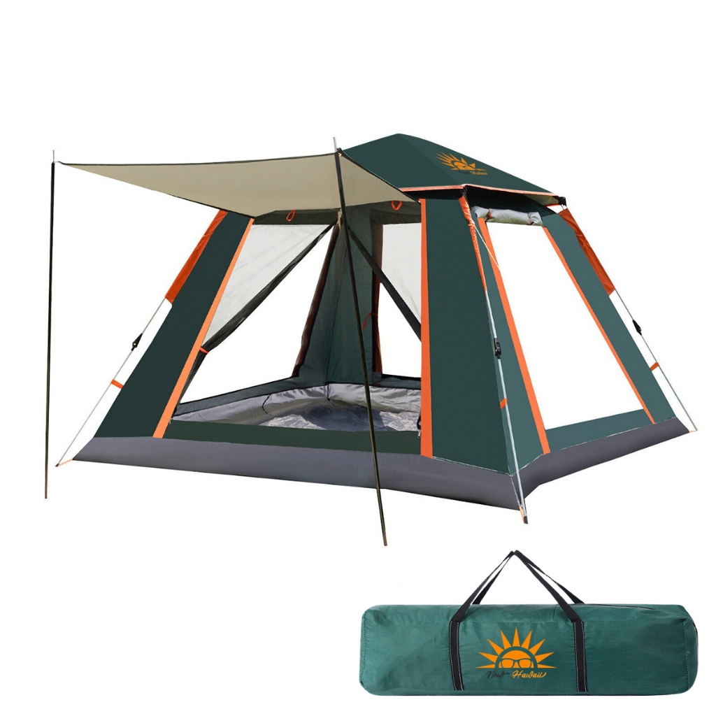 Barraca Camping Portátil Automático 3-4 Pessoas Com Gazebo Varanda 135cm*210cm*210cm