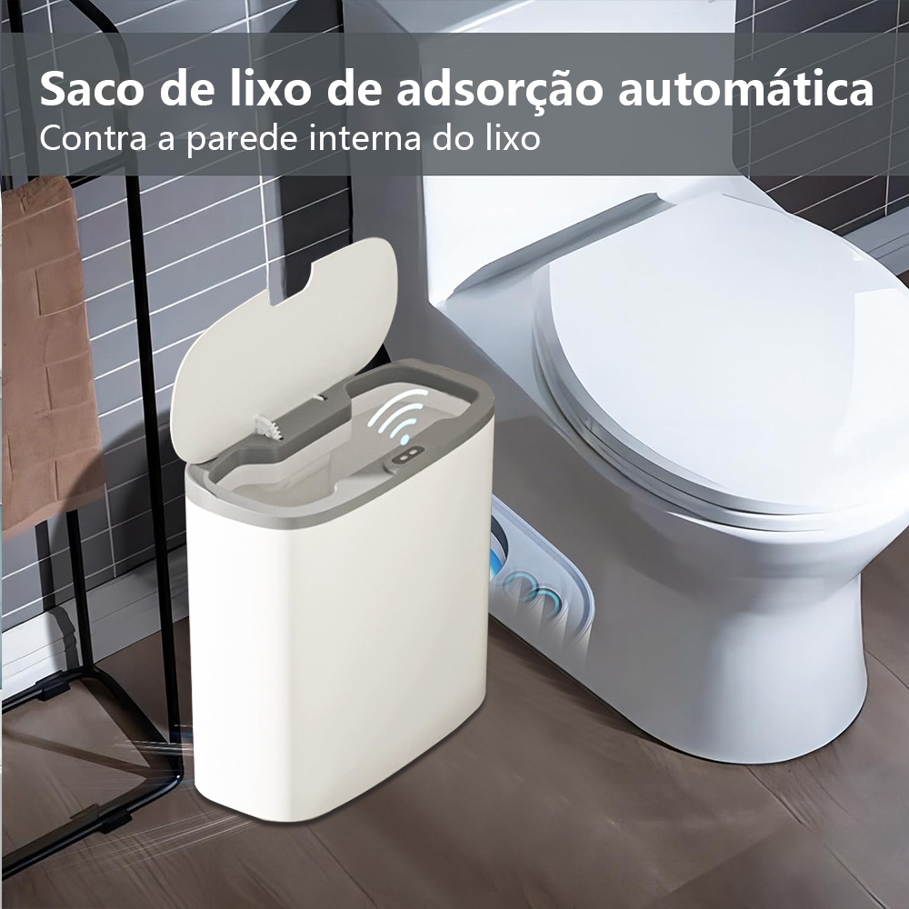 Lixeira Inteligente com Sensor Automático 14 Litros Banheiro Cozinha Escritório em Oferta na Shopee