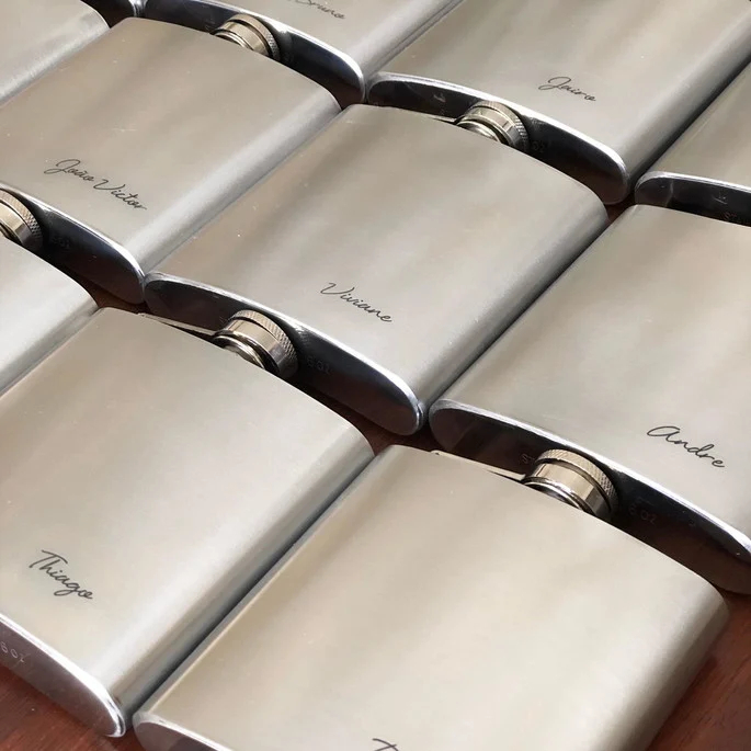 Cantil de bolso, Cantil 7 0z , Aço Inox, personalização laser