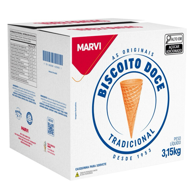 Biscoito Doce Casquinha de Sorvete Marvi 3,15 Kg - 300 Unidades em Oferta na Shopee
