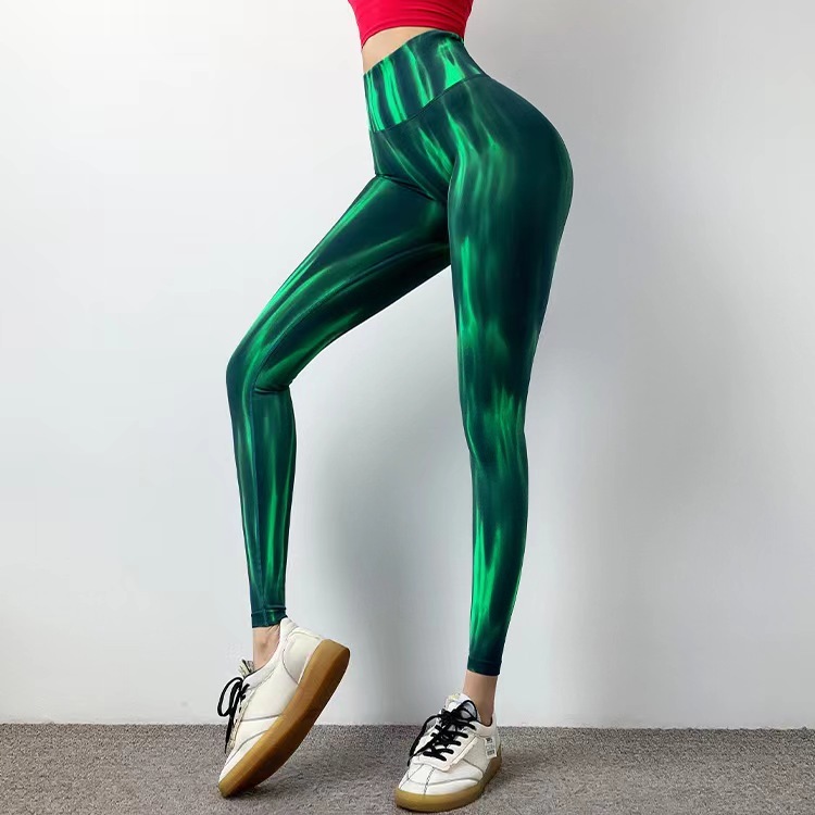 S992 Calça Legging de Academia Cintura Alta Estampa Aurora Boreal — imagem 2 de 2