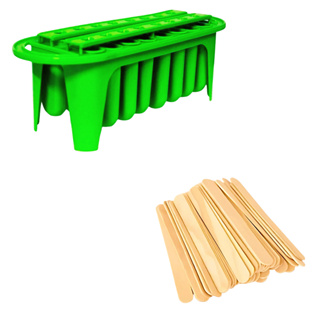 Forma De Picolé Verde + 100 Palitos De Madeira- 16 Picolés em Oferta na Shopee