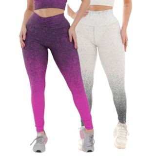 Kit 2 Calça Legging Feminina Degradê Academia Cintura Alta Reforçada em Oferta na Shopee