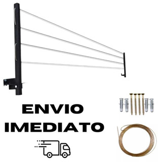 Varal de Roupa Retratil Reforçado de Parede 60 kg + Kit de Instalação