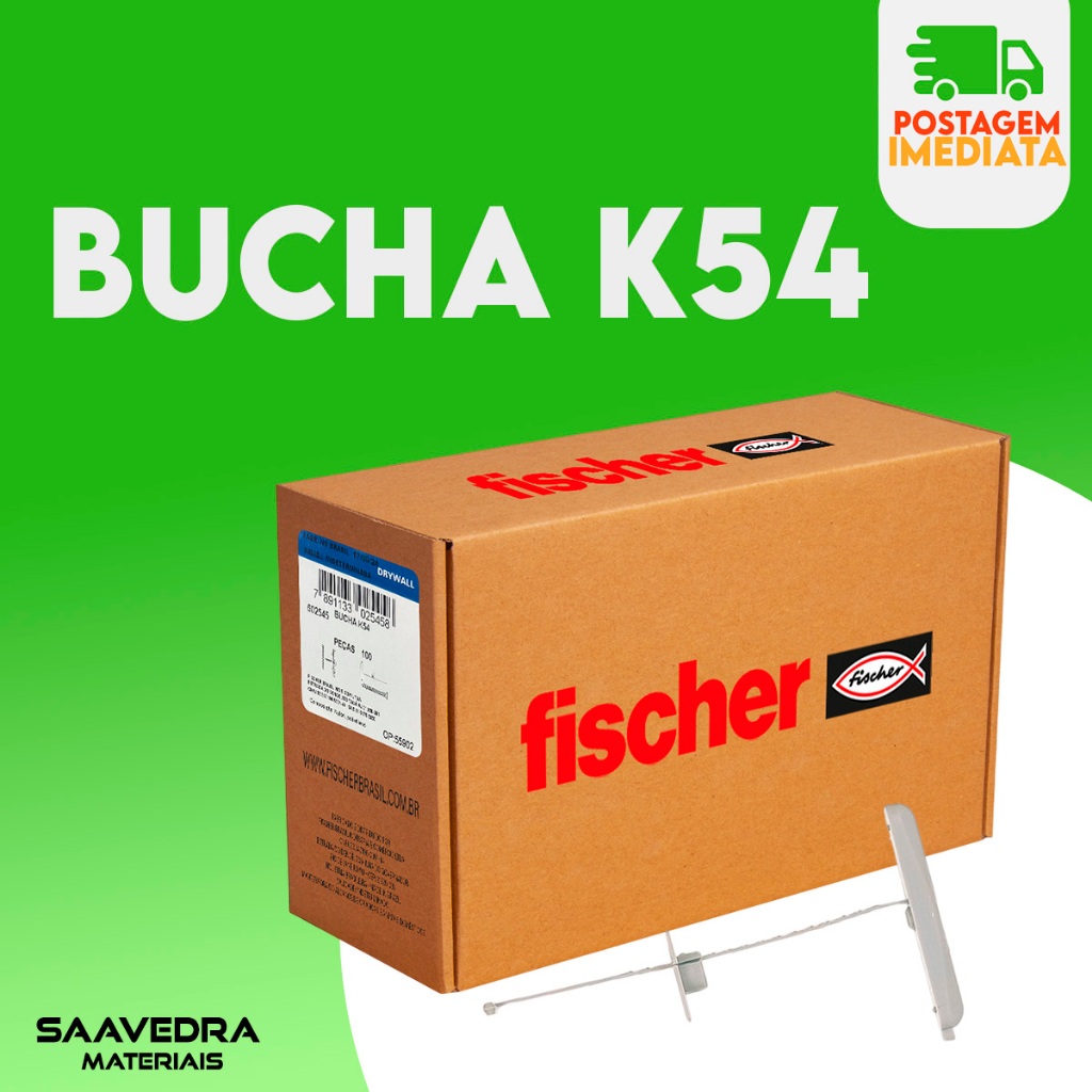 Kit 100 Bucha K54 P/ Gesso Drywall Bloco Para Parafuso Philips