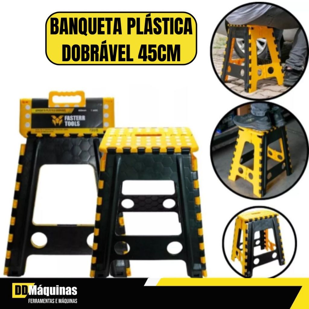 Banqueta Plástica Dobrável 45cm 150kg FST015 - FASTERR - Home & Living