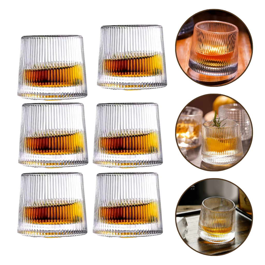 jogo 6 Copos De Whisky Uísque Drink 170ml De Vidro Listrado