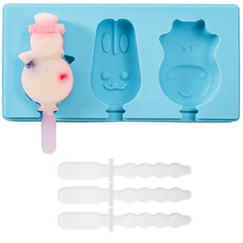 Forma Molde De Silicone Com Palito Para Picolé Sorvete Gelo Doces Chocolate Infantil Bichinho