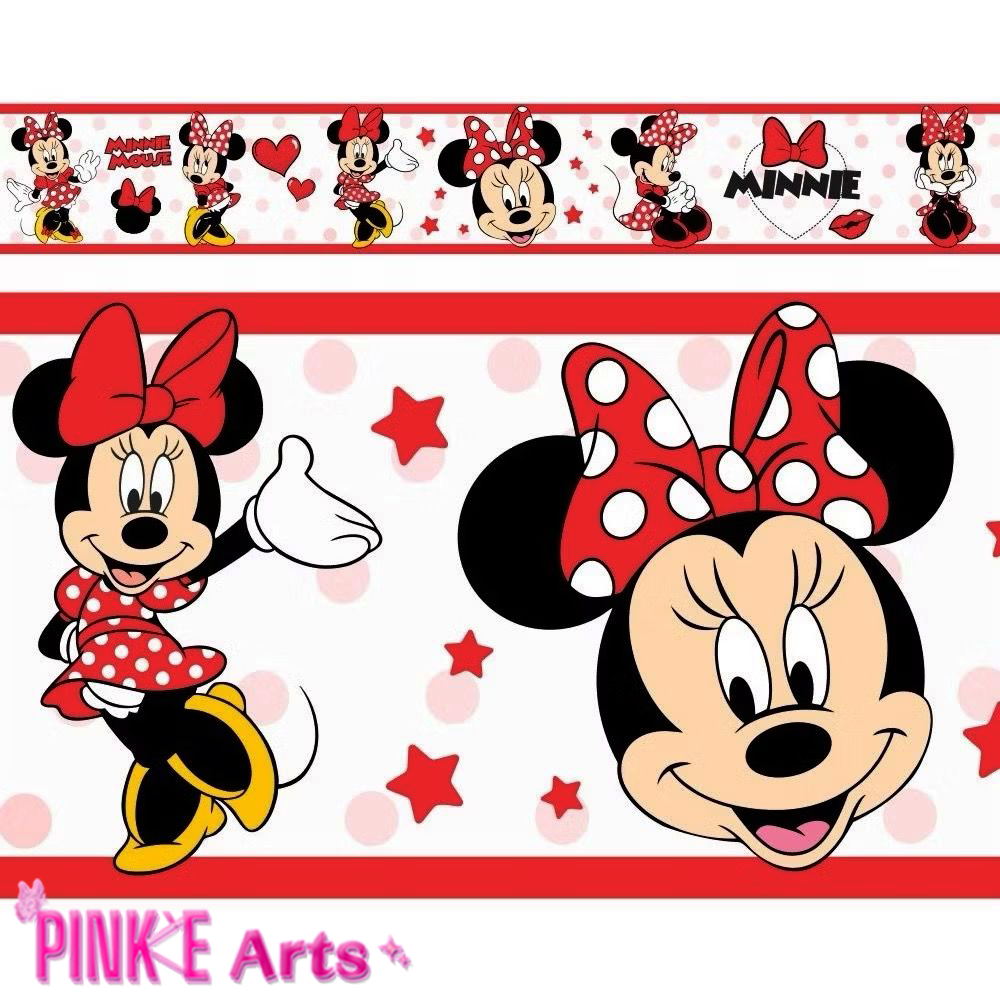 FAIXA DECORATIVA FAIXINHA AUTOCOLANTE MINNIE MOUSE COR VERMELHA DECORAÇÃO QUARTO INFANTIL MENINA