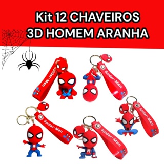 kit 12 chaveiros homem aranha 3d emborrachado porta chaves no brasil spider man Marvel super herois atacado revenda em Oferta na Shopee