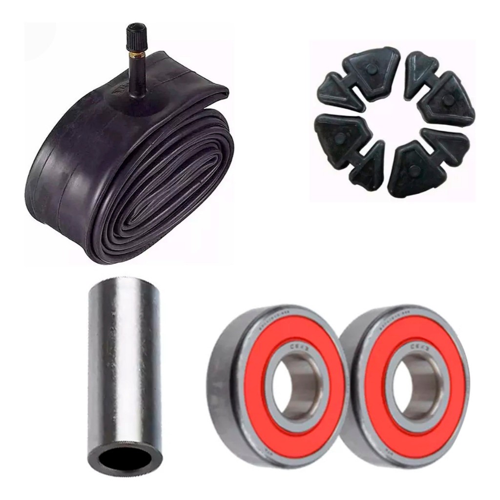 Kit Rolamento Espaçador Bucha Coroa Biz 125 + Câmara Ar 14 Traseira