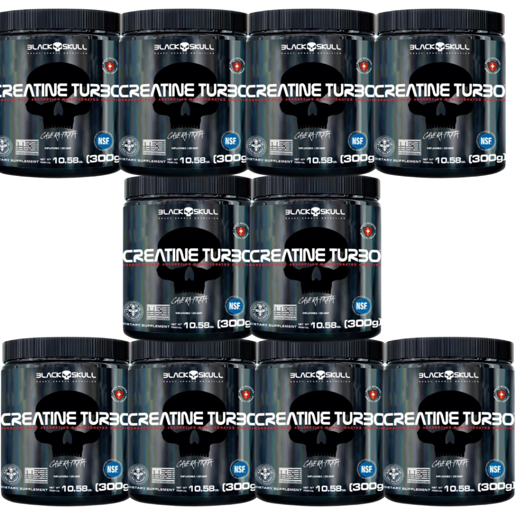 Kit 10x Creatina Monohidratada Turbo  300g (cada) Creatine Turbo BlackSkull em Oferta na Shopee
