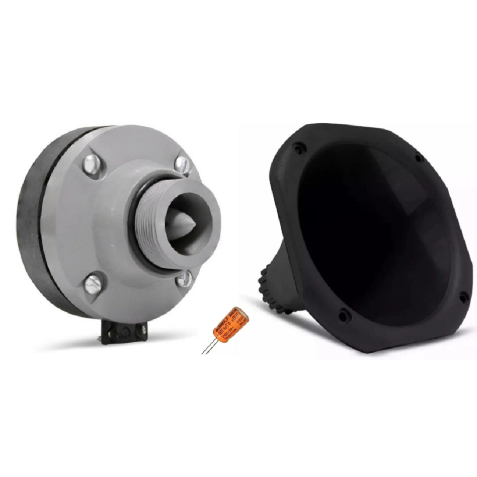 Kit Driver DTI Titanium 180 90W TI com Corneta Curta para Som Automotivo Caixa de Som Caixa Bob
