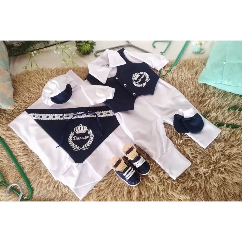 Saída Maternidade - bebê- recém nascido -com 6 peças Malha Fustão 100% algodão - MENINO