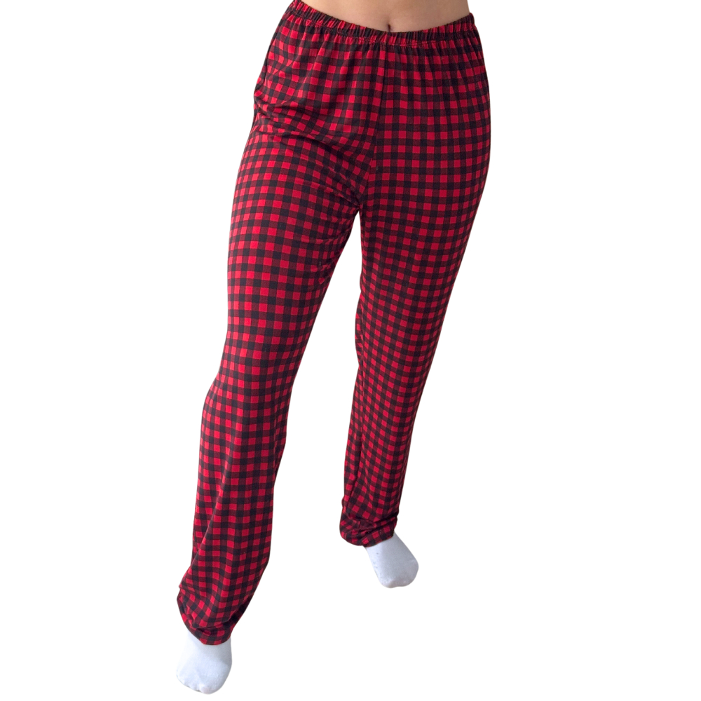 Calça Xadrez Reta Estilo Feminina Folgada 100% Suede Algodão Premium Pijama Dormir em Oferta na Shopee