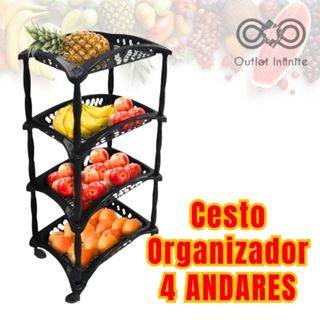 Fruteira Organizador Vertical Com Rodinhas 4 Cestos Andares em Oferta na Shopee