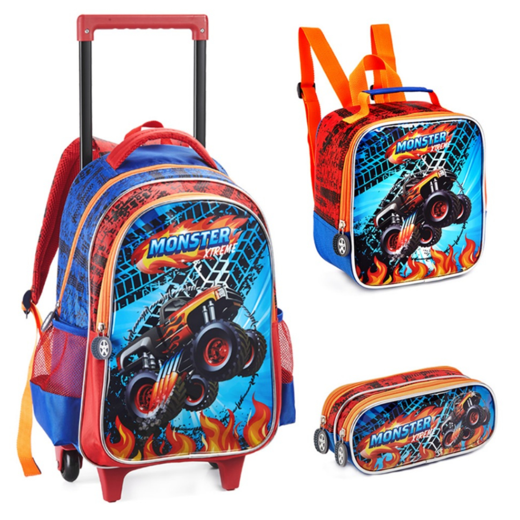 Kit Mochila Completa 2 Em 1 Infantil Menino Carros Linda Reforçada Prática Grande em Oferta na Shopee