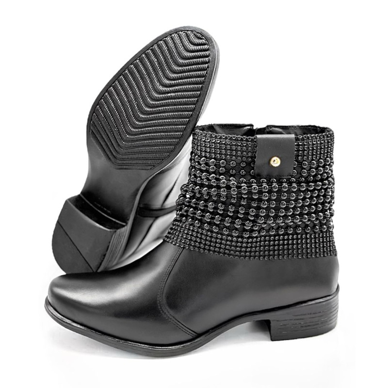 Bota Feminina Cano Curto Couro Legítimo Casual Bonita Confortável E Resistente