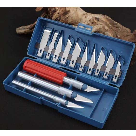 Kit Estilete Precisão 13 Peças com Estojo Magnético Artesanato Modelismo Aeromodelismo