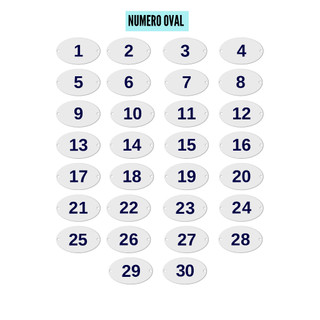 Kit Com 10 Números Oval PVC - Numerador 1 ao 30
