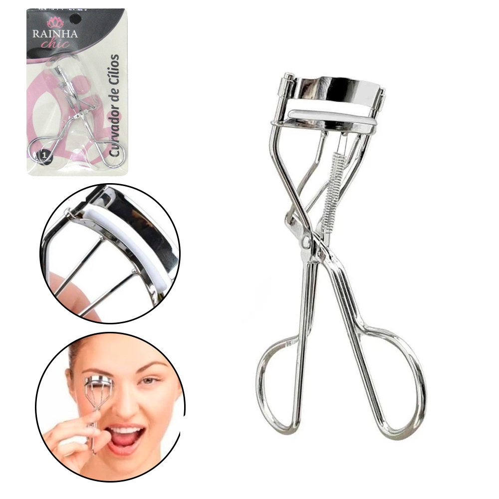CURVEX / CURVADOR DE CILIOS DE INOX CROMADO RAINHA CHIC 9X8CM