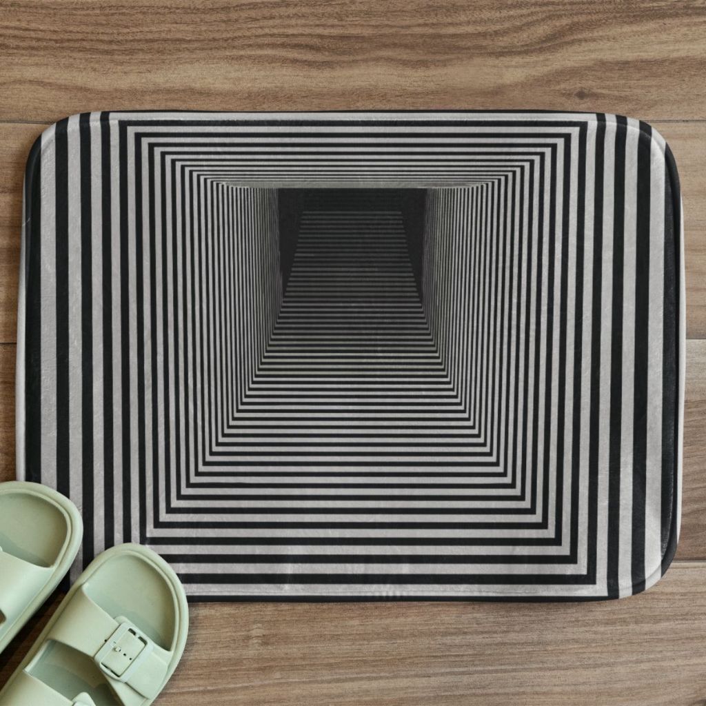 Tapete de Entrada Quadrado Geométrico 55x35cm Antiderrapante