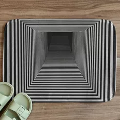 Tapete de Entrada Quadrado Geométrico 55x35cm Antiderrapante