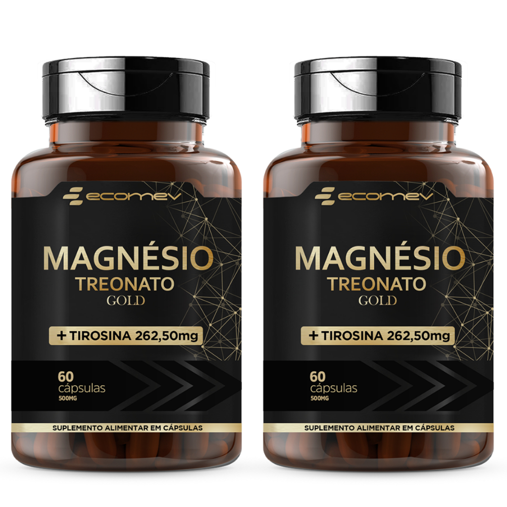 2x Magnesio Treonato + L Tirosina 500Mg 120 Cápsulas - Ecomev Formula Pura Concentrada