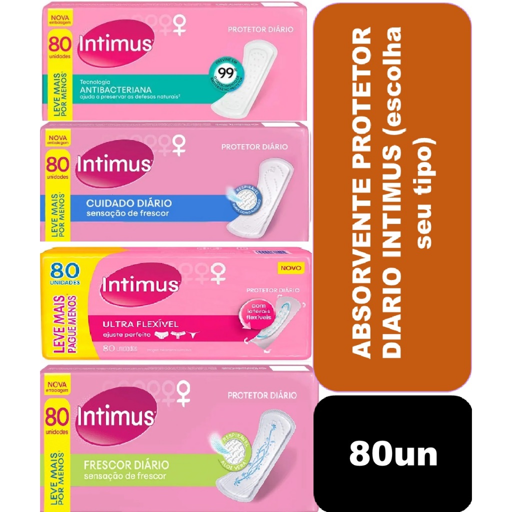 Absorvente Protetor Diario Intimus 80un (Escolha seu tipo)